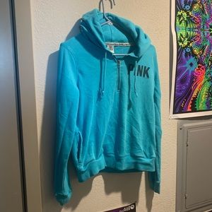 PINK brand Blue Soft Track Half-Zip Up Hoodie